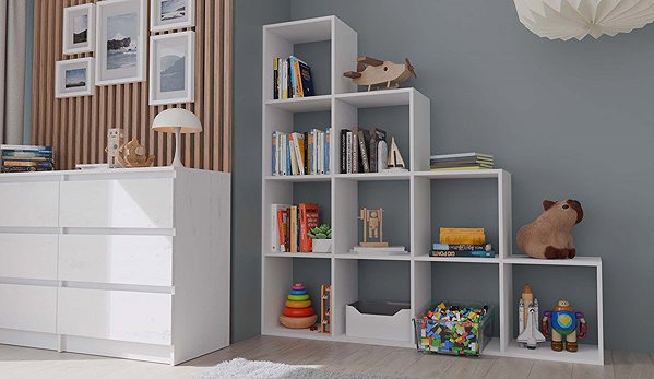 Shelving Unit Topeshop Step Shelf 4 × 4 white, 153 × 153 × 30 cm ...