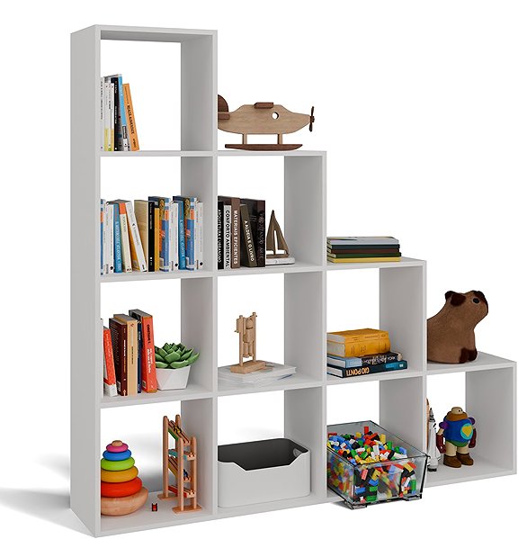 Shelving Unit Topeshop Step Shelf 4 × 4 white, 153 × 153 × 30 cm ...