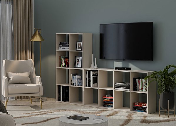 Shelving Unit Topeshop Malax Shelf 2 × 4 cashmere ...