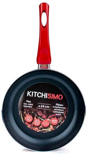 Pánev KITCHISIMO Pánev 24 cm červená ind., nepřilnavý povrch ...