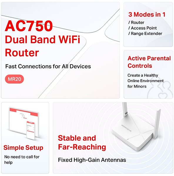 WiFi router Mercusys MR20 AC750 WiFi router ...