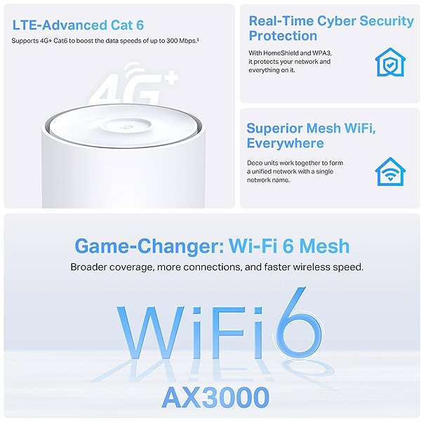 WiFi System TP-Link Deco X50-4G(1-pack), WiFi 6 Gigabit mesh system, LTE ...