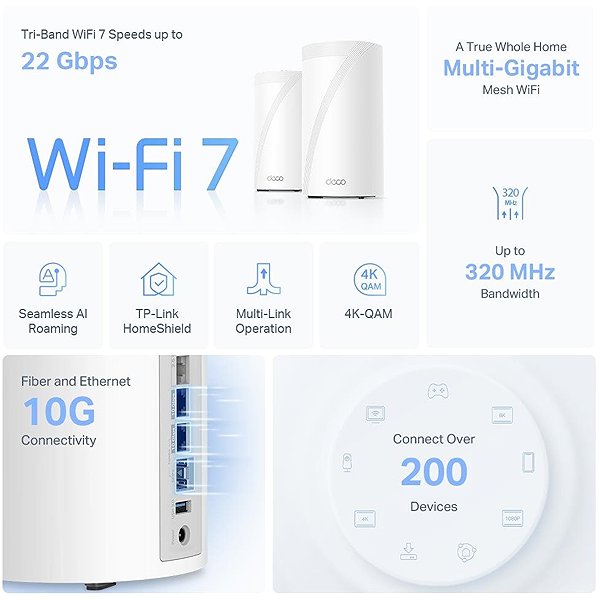 WiFi System TP-Link Deco BE85, BE19000, 2-pack ...
