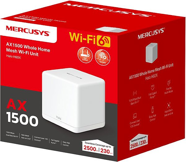 WiFi System Mercusys Halo H60X, AX1500 Mesh Wi-Fi 6 (1-pack) ...