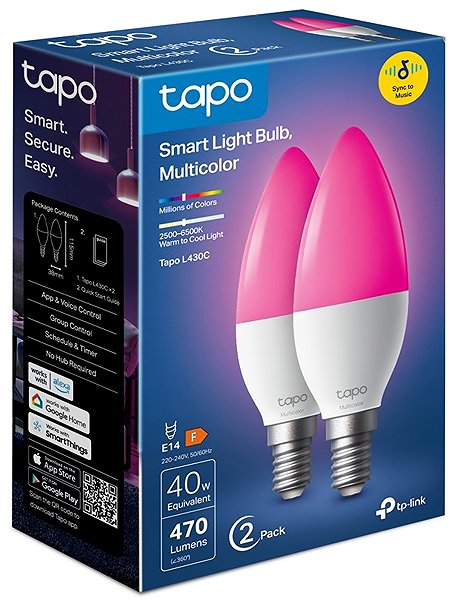 LED izzó TP-Link Tapo L430C Smart E14 (2-pack) ...