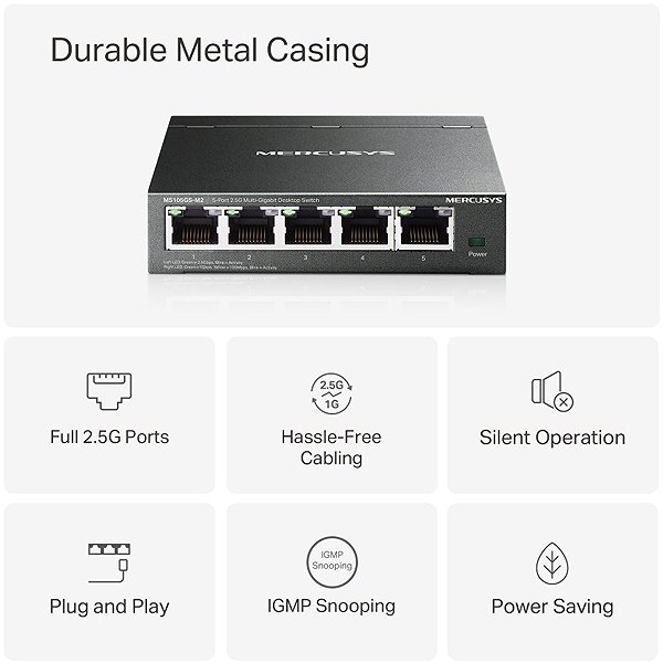 Switch Mercusys MS105GS-M2, 5-Port 2.5G desktop switch ...