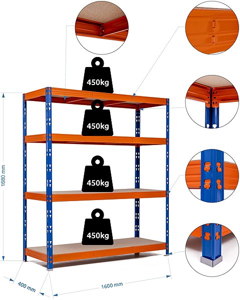 Shelving Unit Trestles Shelf rack 1700 × 1600 × 400 mm ...