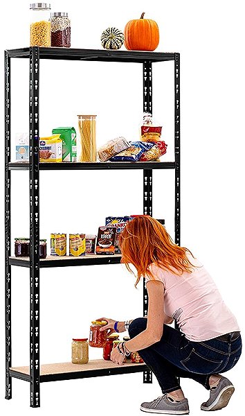 Shelving Unit Trestles Shelf rack 1800 × 900 × 300 mm, 4 shelves, black ...