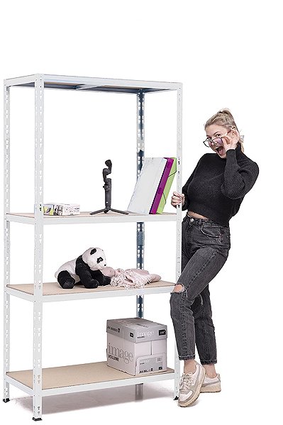 Shelving Unit Trestles Shelf rack 1800 × 900 × 500 mm, 4 shelves, white ...
