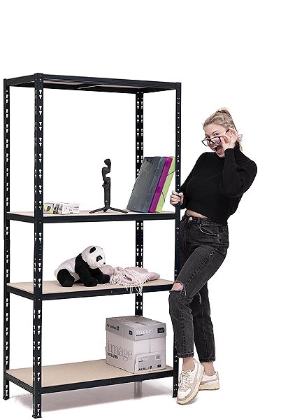 Shelving Unit Trestles Shelf rack 1800 × 900 × 500 mm, 4 shelves, black ...