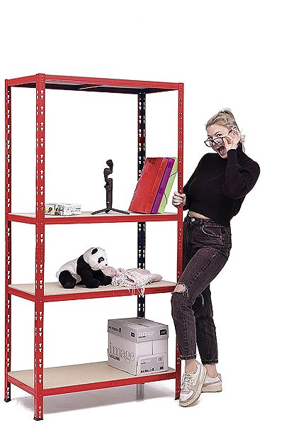 Shelving Unit Trestles Shelf rack 1800 × 900 × 500 mm, 4 shelves, red ...