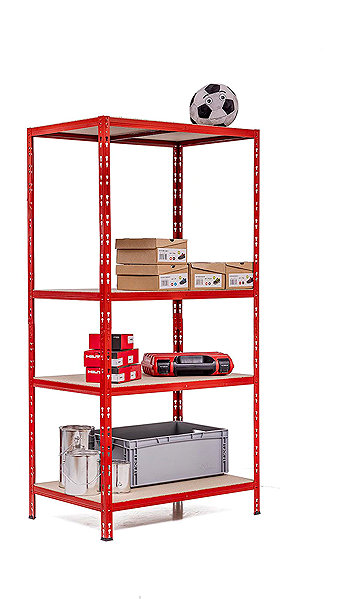 Shelving Unit Trestles Shelf rack 1800 × 900 × 500 mm, 4 shelves, red ...