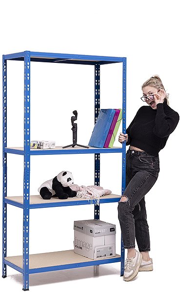 Shelving Unit Trestles Shelf rack 1800 × 900 × 500 mm, 4 shelves, blue ...