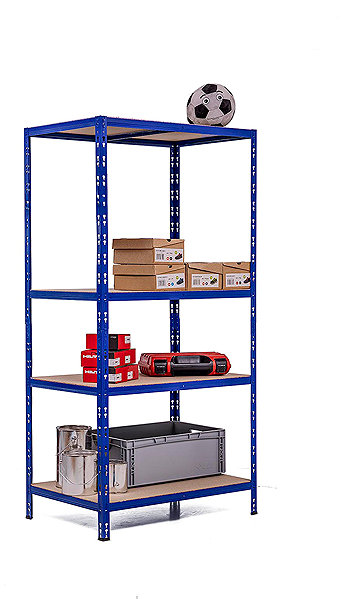 Shelving Unit Trestles Shelf rack 1800 × 900 × 500 mm, 4 shelves, blue ...
