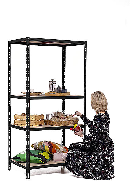 Shelving Unit Trestles Shelf rack 1800 × 900 × 600 mm, 4 shelves, black ...
