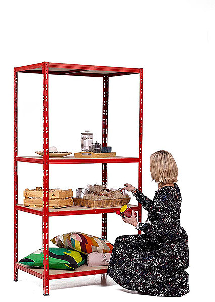 Shelving Unit Trestles Shelf rack 1800 × 900 × 600 mm, 4 shelves, red ...