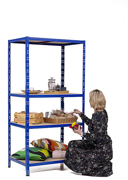 Shelving Unit Trestles Shelf rack 1800 × 900 × 600 mm, 4 shelves, blue ...