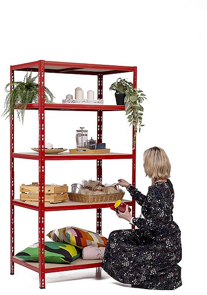 Shelving Unit Trestles Shelf rack 1800 × 900 × 600 mm, red ...