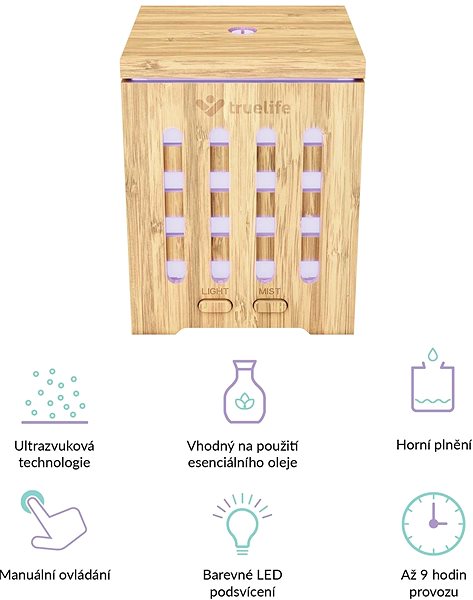 Aroma Diffuser  TrueLife AIR Diffuser D7 Bamboo Features/technology