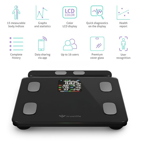 Bathroom Scale TrueLife FitScale W8 BT Black ...