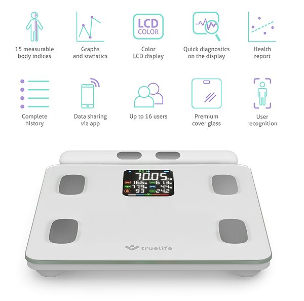 Bathroom Scale TrueLife FitScale W8 BT White ...