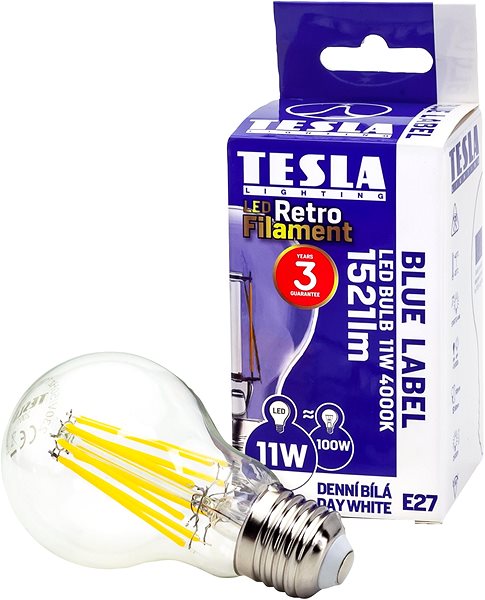 LED žárovka TESLA LED žárovka FILAMENT RETRO, E27, 11W, denní bílá Obsah balení