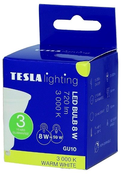 LED žiarovka TESLA LED žiarovka BULB GU10, 8 W, teplá biela ...