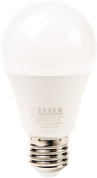 LED Bulb TESLA LED BULB E27, 11W, 3000K Warm White, 3-Pack Screen