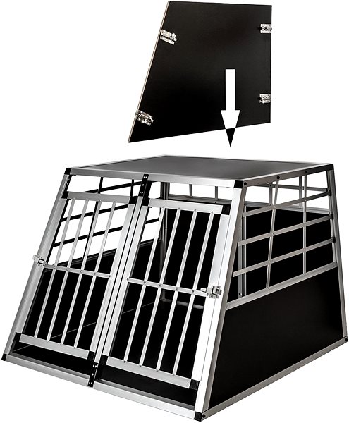 Prepravka pre psa Tectake Prepravný box pre psa dvojitý s rovnou zadnou stenou, 97 × 90 × 69,5 cm ...