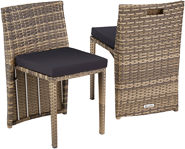Garden furniture TecTake Bistro Hamburg - aluminium, rattan, brown .