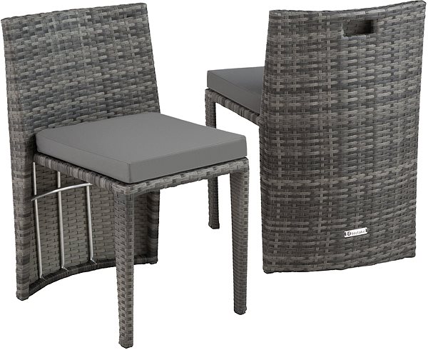 Garden furniture TecTake Bistro Hamburg - aluminium, rattan, grey .