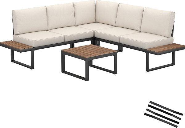 Garden furniture TecTake Eliar, 4-piece, with aluminium frame .
