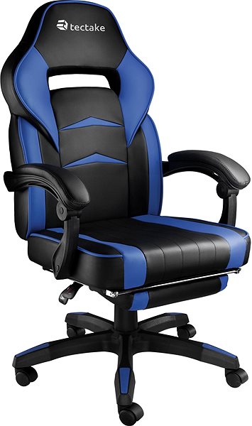 Herná stolička Herná kancelárska stolička Comodo s podnožkou, čierna/modrá ...