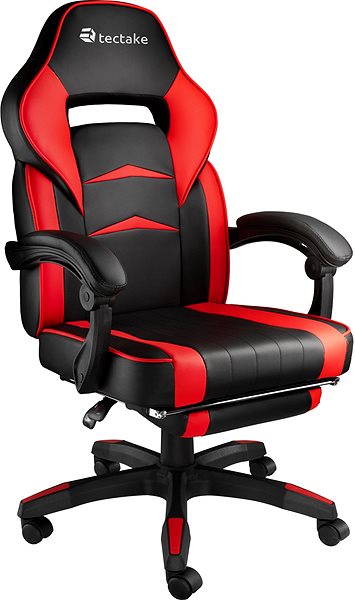 Herná stolička Herná kancelárska stolička Comodo s podnožkou, čierna/červená ...