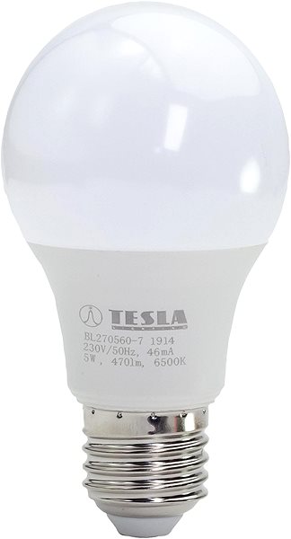LED žiarovka TESLA LED  BULB, E27, 5 W, 470 lm,  6500 K studená biela Screen