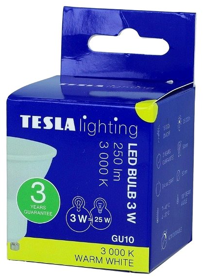 LED-Birne TESLA LED GU10 - 3 Watt - 250 lm - 3000K - warmweiß ...