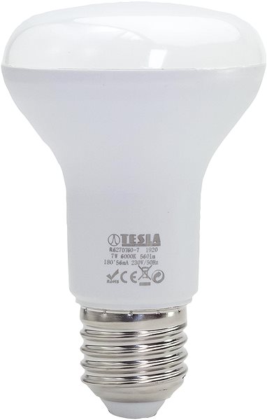 LED izzó TESLA LED REFLECTOR R63, E27, 7 W, 560 lm, 6000 K, hideg fehér Képernyő