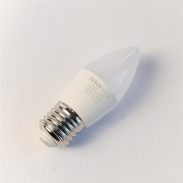 LED žiarovka Tesla – LED žiarovka sviečka E27, 6 W, 230 V, 500 lm, 25 000 h, 3 000 K teplá biela, 220st ...