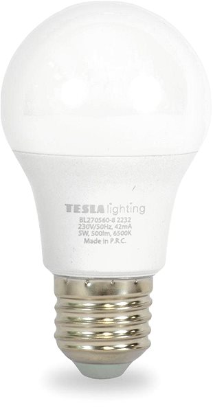 LED-Birne Tesla - LED-Glühbirne BULB, E27, 5W, 230V, 500lm, 25 000h, 6500K kaltweiß ...