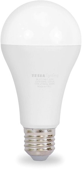 LED žiarovka Tesla – LED žiarovka BULB E27, 17 W, 230 V, 2 100 lm, 25 000 h, 4 000 K denná biela 220st ...