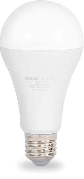 LED žiarovka Tesla – LED žiarovka BULB E27, 17 W, 230 V, 2 100 lm, 25 000 h, 6 500 K studená biela 220st ...
