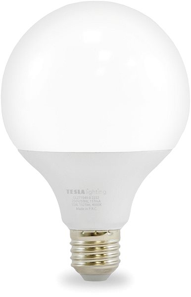 LED žiarovka Tesla – LED žiarovka GLOBE G95 E27, 15 W, 230 V, 1 521 lm, 25 000 hod, 4 000 K denná biela, 270st ...