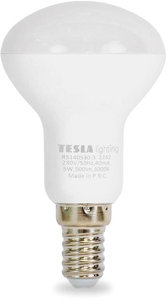 LED žiarovka Tesla – LED žiarovka Reflektor R50, E14, 5 W, 230 V, 500 lm, 25 000 h, 3 000 K teplá biela, 180st ...