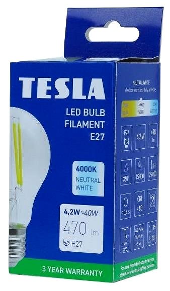 LED izzó Tesla LED izzó, FILAMENT RETRO, E27, 4,2 W, 230 V, 470 lm, 4000 K, nappali fehér ...