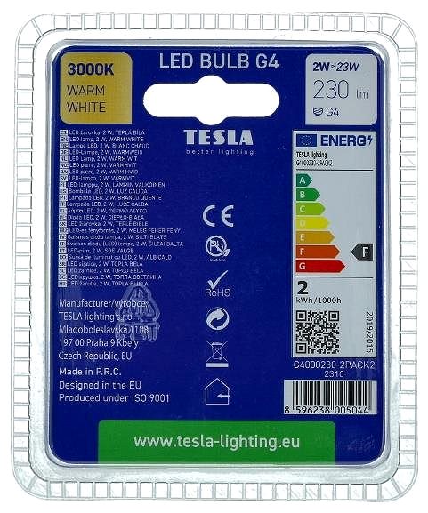 LED-Birne Tesla - LED-Glühbirne G4, 2W, 12V, 230lm, 25 000h, 3000K warmweiß, 360d 2 Stück im Paket ...
