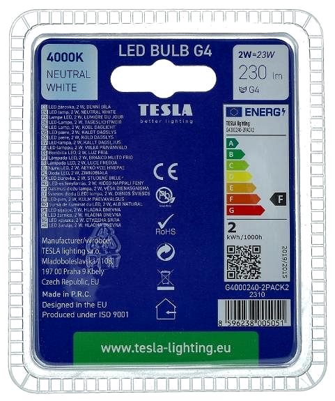 LED-Birne Tesla - LED-Glühbirne G4, 2W, 12V, 230lm, 25 000h, 4000K tageslichtweiß, 360d 2Stück im Paket ...