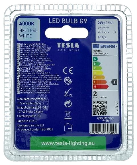 LED žiarovka Teslá – LED žiarovka G9, 2 W, 230 V, 200 lm, 4 000 K denná biela, 2 ks v balení ...