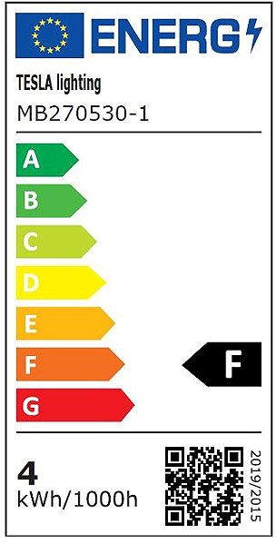 LED izzó Tesla MBULB, E27, 3,5W, 230V, 300lm, 3000K meleg fehér, 100deg Energia címke