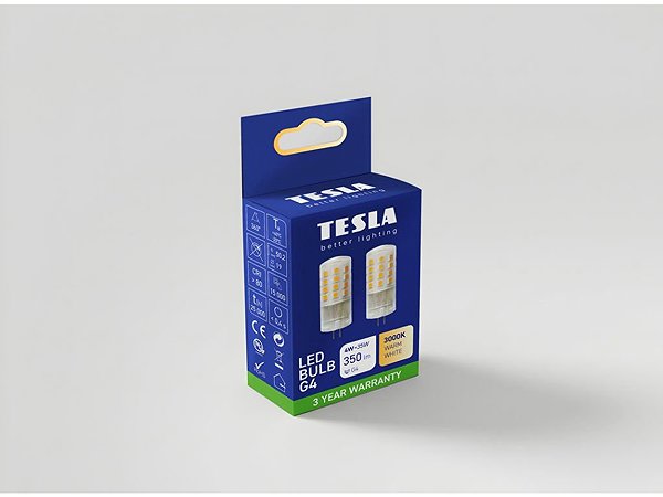 LED-Birne Tesla G4, 4 W, 12 V, 350 lm, 25 000 h, 3 000 K warmweiß, 2 Stück ...