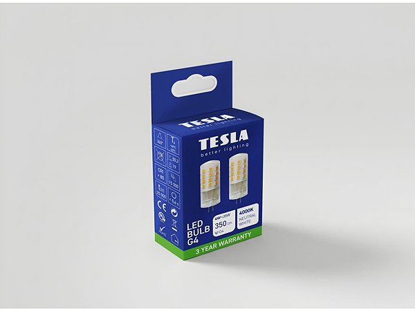 LED žiarovka Tesla G4, 4 W, 12 V, 350 lm, 25000 h, 4000K denná biela, 2 ks ...